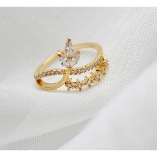 Zircon Leave Ring 2019 Spring New Fashion Jewelry Bling Bling Accessory Elegant For Women Girls Wholesale Hot Sale