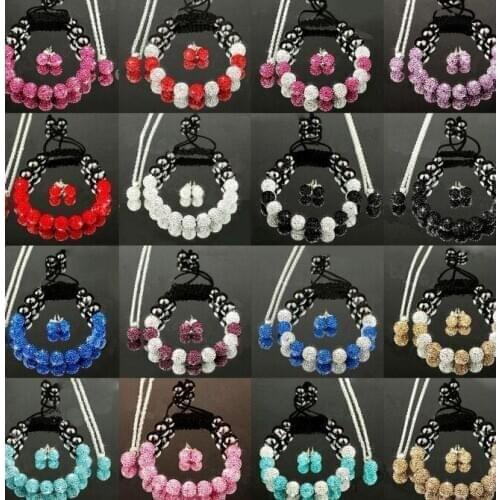 10mm free shipping mixed AB clay disco Crystal crystal set Bracelet earring necklace Jewelry best Bangles women wgdr2