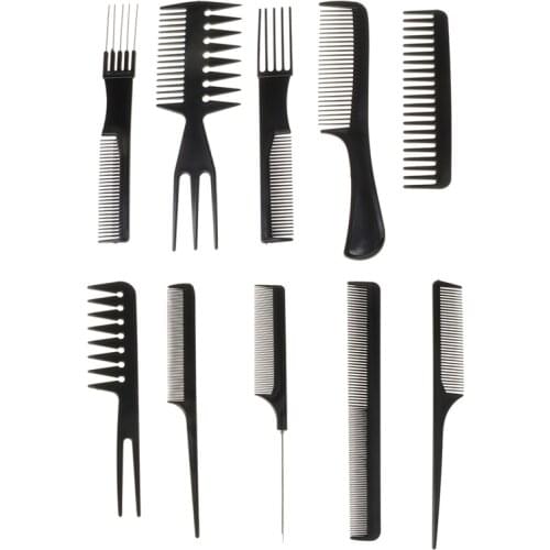 10Pcs/set Black Professional Salon Comb Hair Styling Hairdressing Plastic Barbers Brush Combs Hair Care Supplies #11