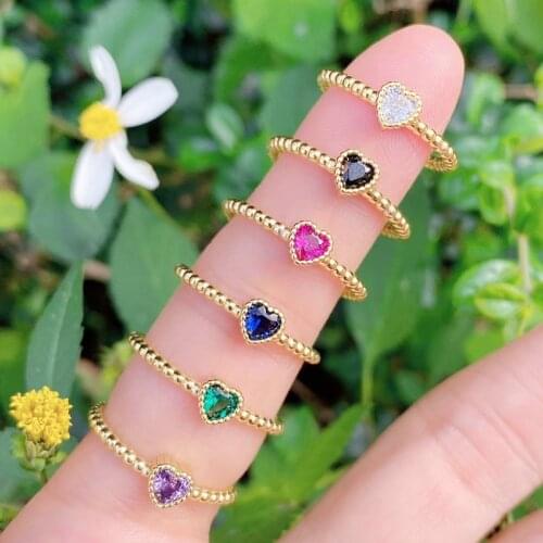 10 Pieces Tiny Heart shape Jewelry rings Metal gold color Crystal heart shape stone jewelry rings jewelry accessories 51309