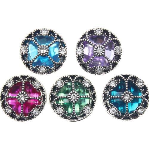 10pcs/lot Snap Jewelry Rhinestone Snap Buttons Fit Hollow Box Flower 18mm Snap Bracelet&Bangles Women DIY Jewelry