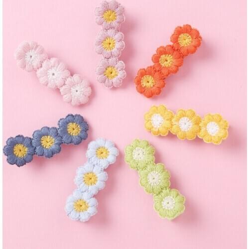 Bulk 36pc/lot Knit Daisy Flower Baby Girl Hair Clip Hairpins for chirdren Baby Hair Accessories Cute Barrettes Hairclips