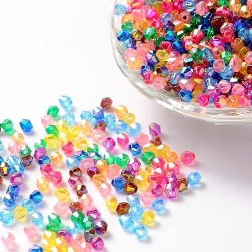 500g Environmental Transparent Poly Styrene Acrylic Bicone Beads 4mm 6mm for jewelry making DIY Bracelet Necklace Accessories