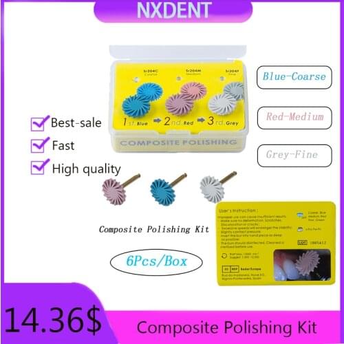 6pcs/set Dental Drills Dental Polishing Disc Kit Spiral Flex Brush Burs for Composite Ceramic Zirconia Polisher