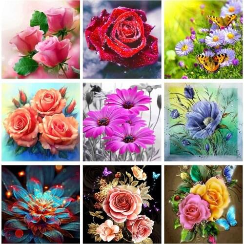 Full Round Drill 5D DIY Diamond Painting "Colored flowers" 3D Embroidery Cross Stitch 5D Home Decor Christmas Gift