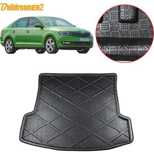 Buildreamen2 For Skoda Rapid Car Tail Trunk Mat Tray Boot Liner Cargo Floor Carpet Protection Pad 2013 2014 2015 2016 2017 2018