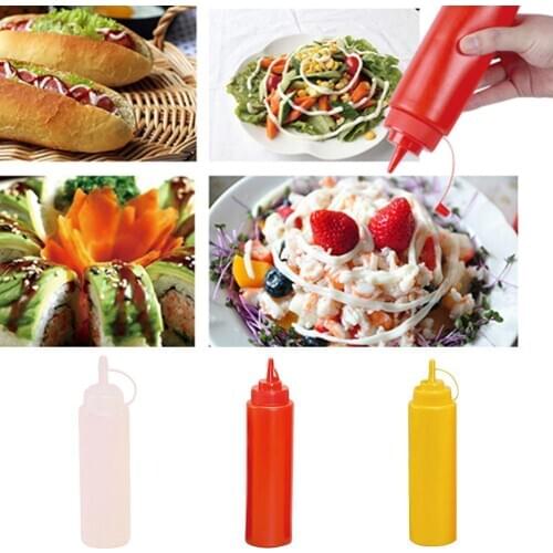 Squeeze Bottle Vinegar Food Grade Plastic Practical Yellow White Red Condiment Sauce Olive Oil Sauces Dispensing Kitchen Gadget