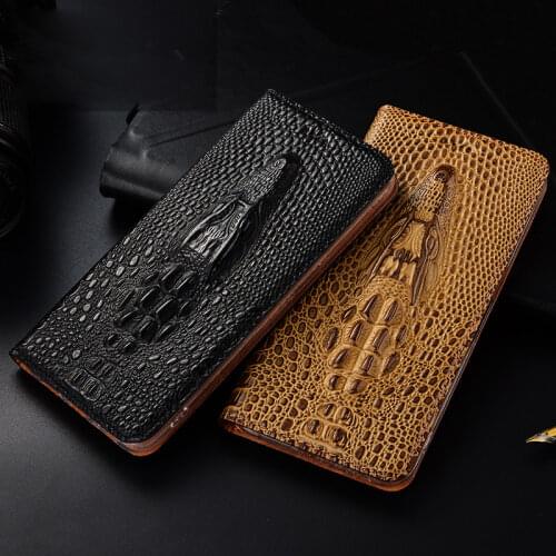 Crocodile Head Texture Genuine Leather Case For OPPO Find X2 X3 Lite NEO Pro Luxury Magnetic Flip Cover Cases
