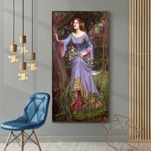 Citon William Waterhouse《Ophelia》Canvas Art Oil Painting World Famous Artwork Poster Picture Wall Decor Modern Home Decoration