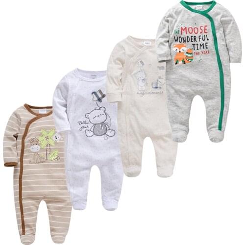 Kavkas 2020 3 4 Pcs/set Baby Clothes roupa de bebe Newborn Cotton Rompers Long Sleeve Cartoon Jumpsuit Clothing