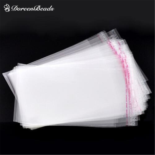 DoreenBeads Plastic Self-Seal Bags Rectangle Transparent Jewelry Beads Storage Bag(Usable Space: 13.5x10cm) 16cm x10cm,200PCs