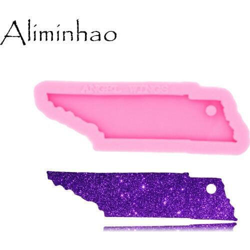 DY0231 Shiny Glossy USA State Map Tennessee Shape Silicone Keychain Molds Epoxy and Resin Craft Mould