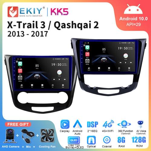 EKIY Android 10.0 Car Radio For Nissan X-Trail Qashqai 2014 - 2017 All-in-One Autoradio Bluetooth Multimedia Audio Video Player