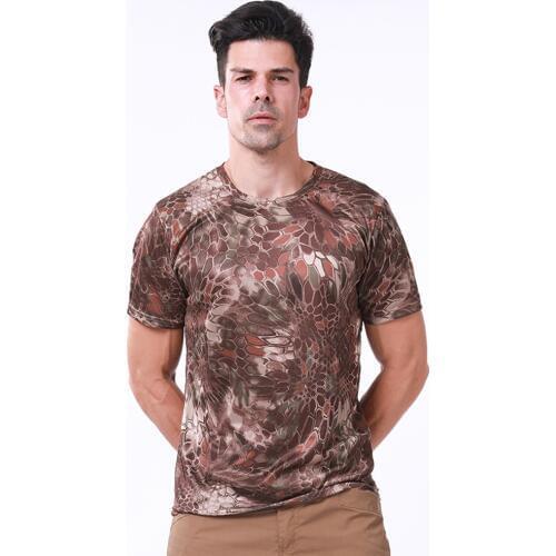 Summer Military Camouflage T-shirt Men Tight Army Combat Short Sleeve Tactical Quick Dry Breathable T Shirt Cotton Fitness Tops