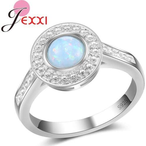 Big Promotions Gorgeous Halo 925 Sterling Silver Opal Rings Women Summer Finger Accessories Shiny Romantic Gift For Lover