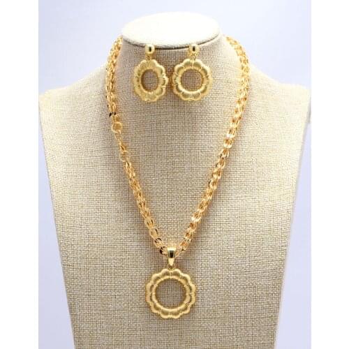 Big Dubai Jewelry Sets For Women Flower Necklace Set Gold Color African Beads Jewelry Set Nigerian Wedding Gift