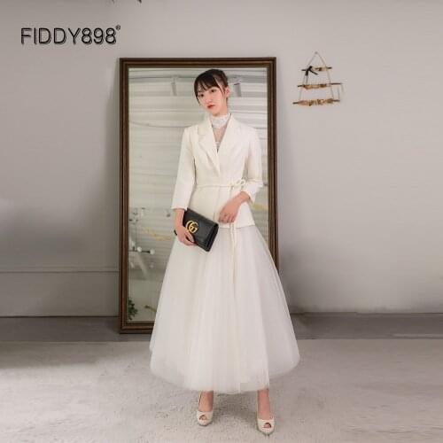 Summer Wedding Dresses 2021 Simple Suit Style Bride Skirt with Jacket for Engagement Party Bridal Gown Honeymoon