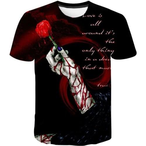 Gothic 3D printing mens T-shirt summer casual short-sleeved shirt devil angel street outfit plus size hip hop 2021
