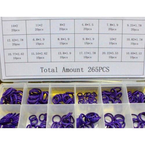 265Pcs/set New R12/134a Air Conditioning A/C System O-Ring HNBR Assortment Kit Tool for Corolla Polo Civic Altima Impreza Camry