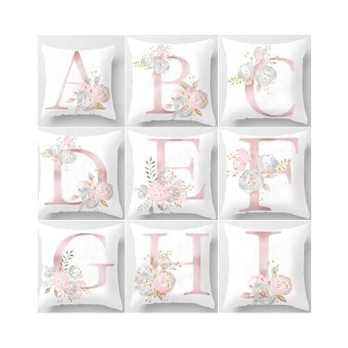 Pillow Cover Pink Letter Cushion Cover Car Sofa Waist Support Fashionable Square Cushion Cover