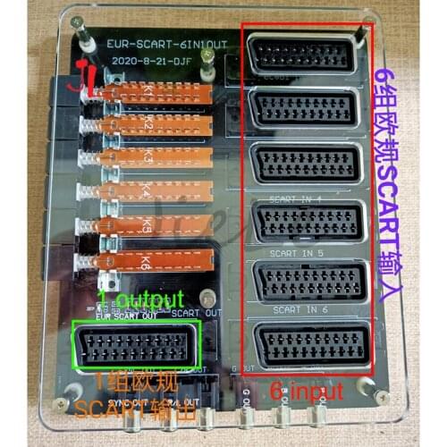 New Version RGBS SCART Manual Distributor Converter Video 6 Input1 Output SYNC Automatic Switcher EUR Divider Board Device