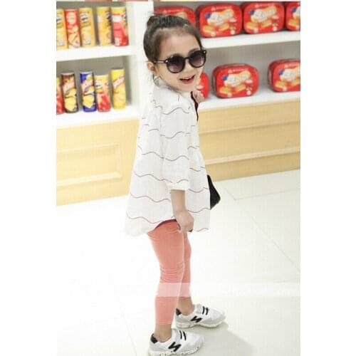 2-7y, 2016 New Summer Girls Korean Style Shirt Kids Cotton Blouse Baby Shirt Children Long Sleeve Shirt