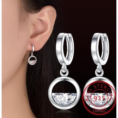 2019 Newest 925 Sterling Silver Drop Earrings For Women Geometric Hollow Semicircular Dazzling ZirconiaCharm Ear Jewelry