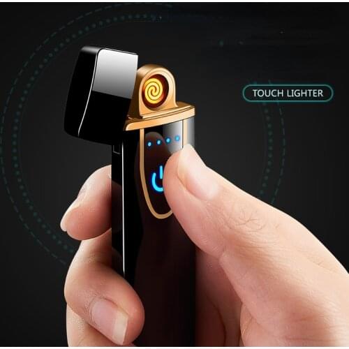 2021 New Plastic USB Fingerprint Touch Sensor Charging Lighter Compact and Convenient Cigarette Lighter Gadgets for Men Gift