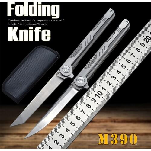 New M390 Folding Knife High Hardness And Sharp Outdoor Hunting Knife Fruit Knife Cutting Hiking Self-Defense Knife EDC Tool