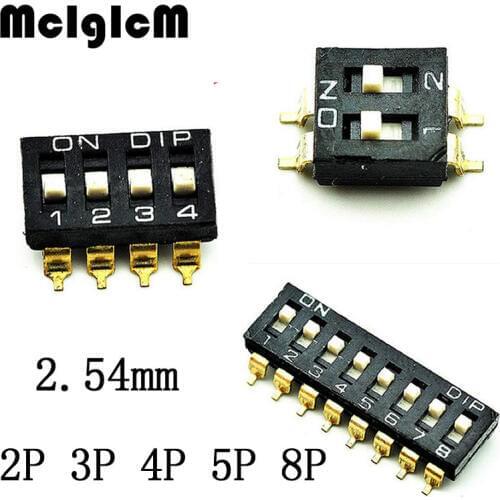5pcs/lot SMD Toggle Switch Black 2 Row 4 / 6 / 8 / 16 Pin 2 / 3 / 4 / 5 / 8 Positions Ways 2.54mm Pitch SPST