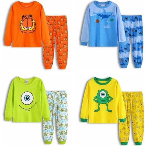 Retail! Children Pajamas Suits Baby Girl Boys Cartoon Casual Pijamas Kids Home Clothing Set Pyjamas Sleepwear Infantil Nightgown