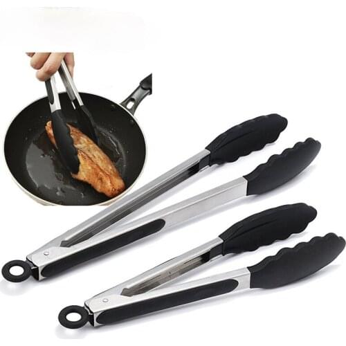 Silicone BBQ Grilling Tong Salad Bread Serving Tong Non-Stick Kitchen Barbecue Grilling Cooking Tong with Joint Lock