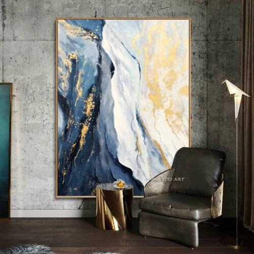Modern Wall Art Pictures 100% handpainted Gold Foil Canvas Oil Painting Wall Pictures For Living Room Decor Abstract Art Cuadros