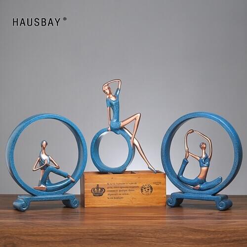 Resin Reading&Yoga Girl Statue Nordic Cecorative Figurines Creative Sculpture Living Room TV Cabinet Decoration Ornaments D153