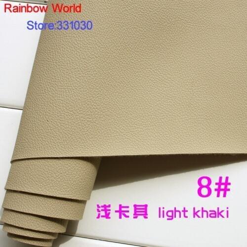 8# light khaki Micro Lychee Pattren high quality 1.2mm thick PU Leather fabric for DIY cars table bags bed material (140*50cm)