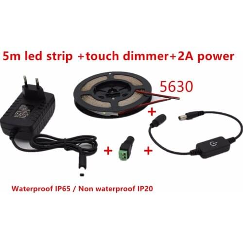 5M LED Strip light 5630 IP20 IP65 SMD / Power Adapter More Brighter 3528 2835 5050 Ribbon String Decorative lamp Tape+dimmerv