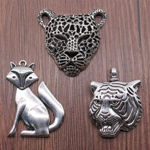Charms Tiger Fox Leopard DIY Jewelry Making Jewelry Accessories Antique Silver Color Animal Charms Pendant