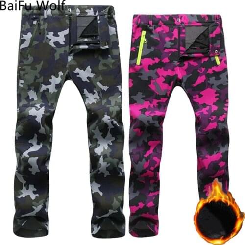Warm Winter Woman Men Soft Shell Pants Waterproof Outdoor Camping&hiking Pants Travel Fleece Windproof Skiing Trousers