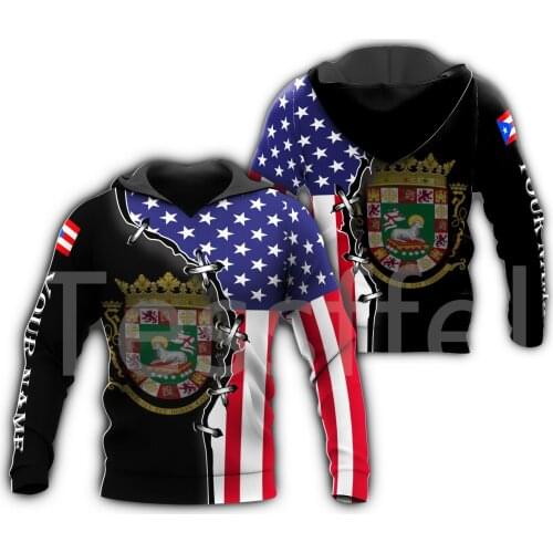 Tessffel Country Flag Puerto Rico Tattoo Emblem 3DPrint Men/Women Harajuku Pullover Casual Funny Hoodies Unisex DropShipping A25