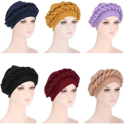 Women Hats Multifunction European/American Popular Headscarf New Cap Braid Cap Messy Crumpled Hemp Braid Muslim Costumes 194