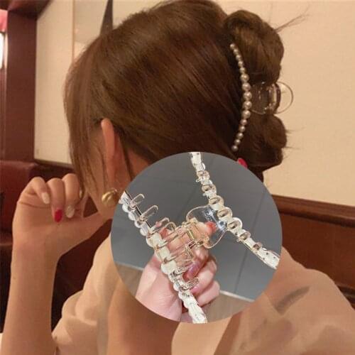 Womens Pearl Hair Claws Clips Acrylic Makeup Hair Styling Barrettes Hairpins Headwear Hair Clamps Women Girls Hair Accessories
