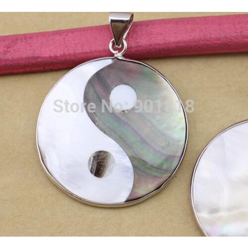 1PC Chinese Yin yang symbol Shell Pendant Necklace For Jewelry Making Findings Diy Necklace Fashion Charms Accessories F1132