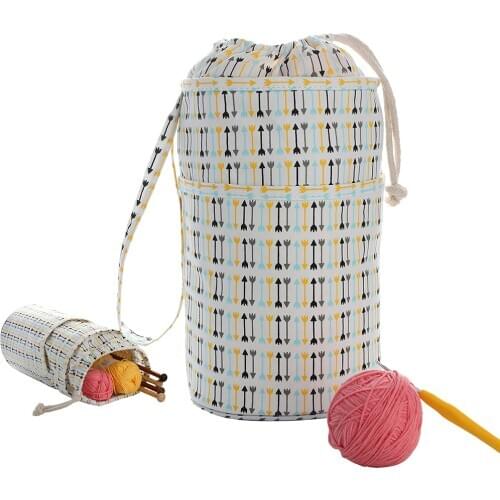 1 Piece Polyester Cotton S/L Wall-Mounted Cylindrical Storage Bag Wool Crochet Storage Handmade Sewing Supplies Storage