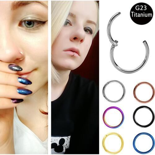 Hongtu 1pc G23 Titanium Hinged Segment Ring 14g 16g Septum Nose Clicker Piercing Nose Lip Tragus Cartilage Piercing Body Jewelry