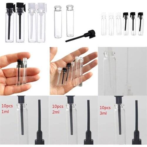 10pcs/lot 1ML 2ML 3ML Glass Bottle Perfume Empty Bottles Glass Vial Small Oil Bottle Black/White
