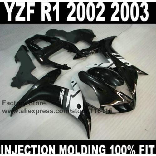 100% Full injection mold fairings kits for YAMAHA YZF R1 2002 2003 R1 02 03 black white ABS fairing parts