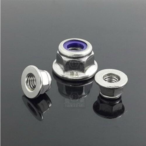 100pcs/lot DIN6926 Stainless steel flange nylon lock nut M4 M5 M6 M8