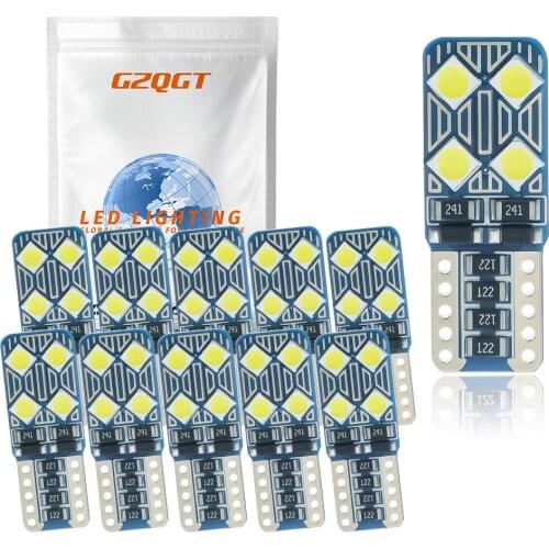 10X T10 W5W Led Bulbs 3030 SMD Canbus 168 194 6000K White Signal Lamp Dome Reading License Plate Light Car Interior Light Auto