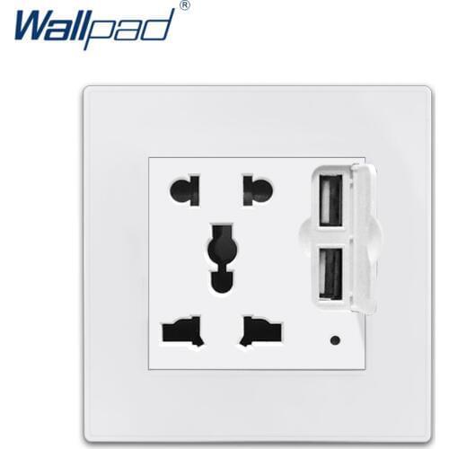 2 USB 5 Pin Socket Wallpad Luxury White Wall Power Electrical Outlet Sockets PC Panel 5V 3.1A