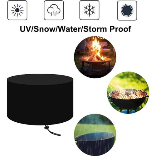 3 Sizes Waterproof Patio Fire Pit Cover Black UV Protector Grill BBQ Shelter Outdoor Garden Yard Round Canopy Furniture Covers 4